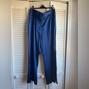 Abercrombie Tailored Satin Wide Leg trousers in royal blue
